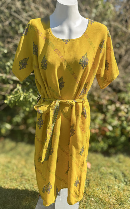 Yellow Short Sleeved Tunic Dress