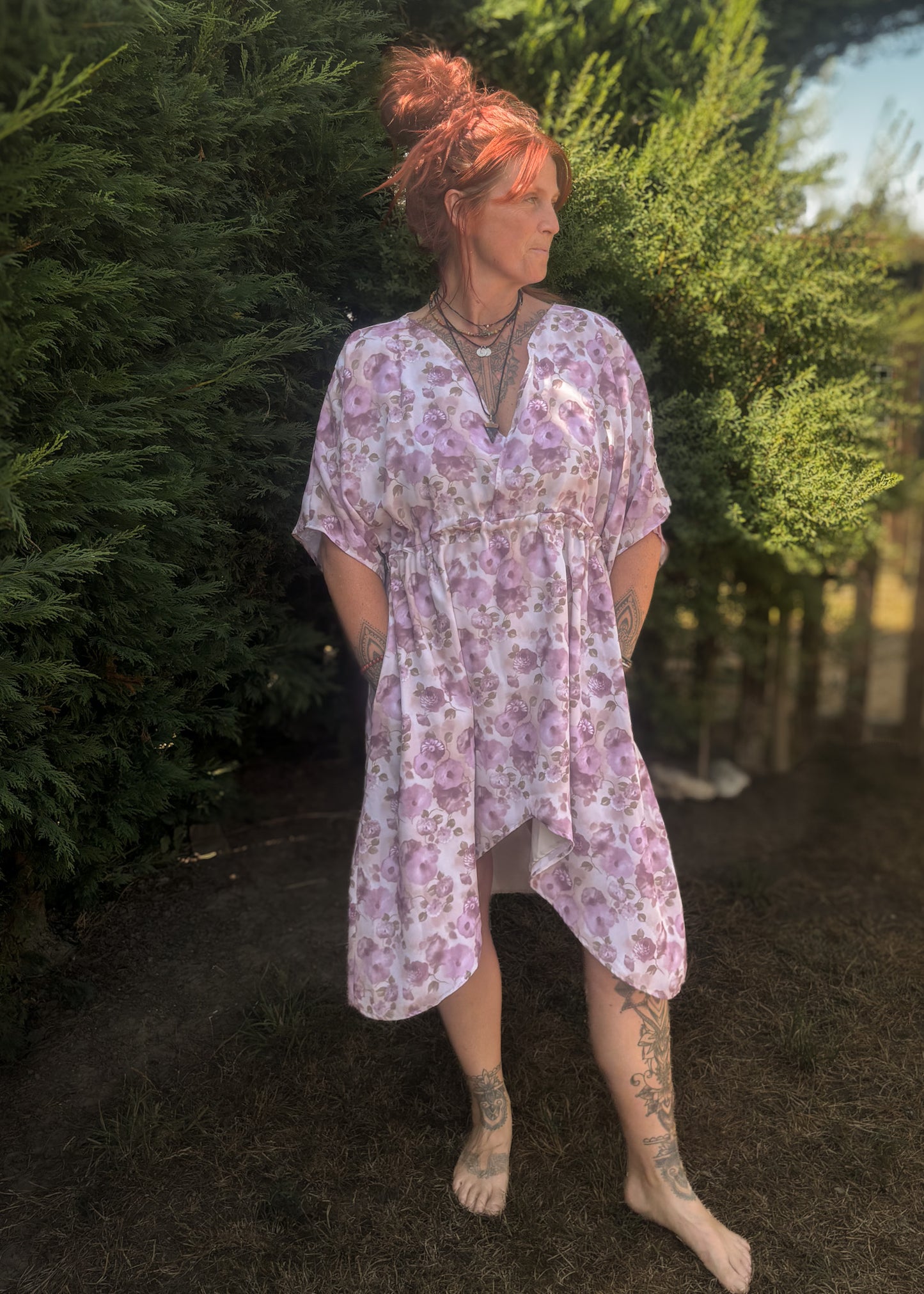 Lilac Floral Goddess Midi Dress