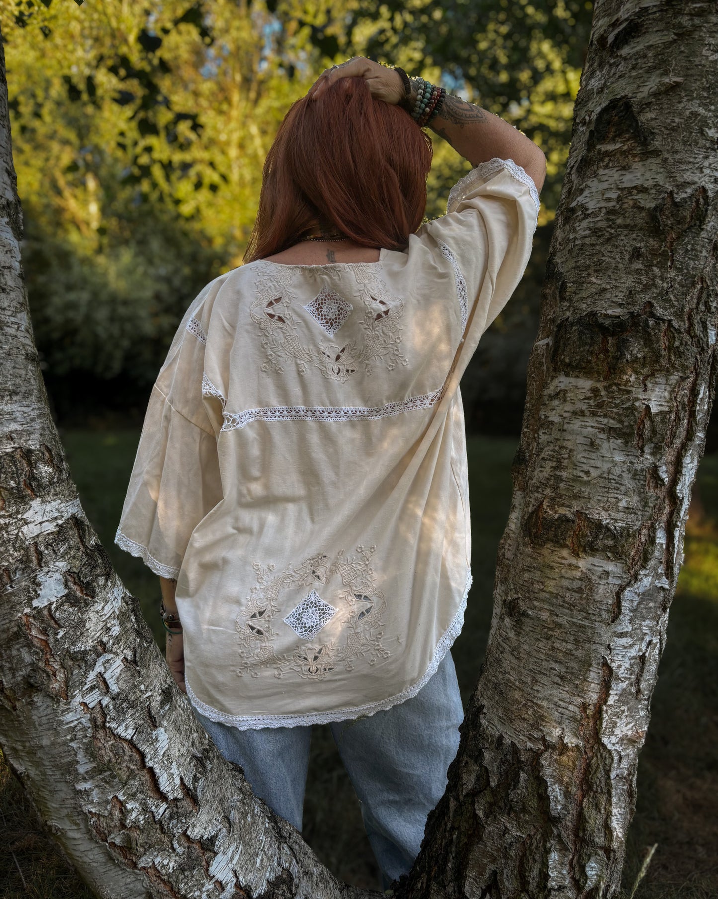 Cream tablecloth Kimono