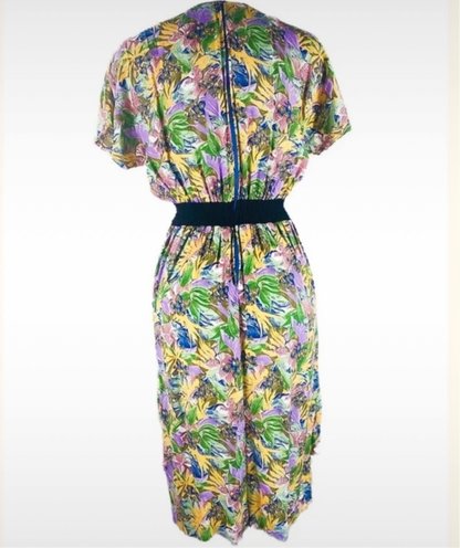 80s tropical print dress