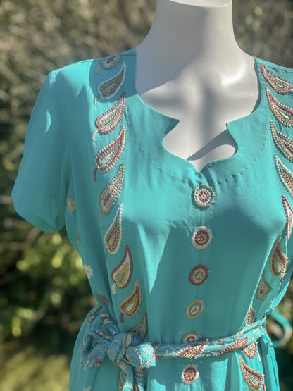 Turquoise Short Sleeved Tunic Dress
