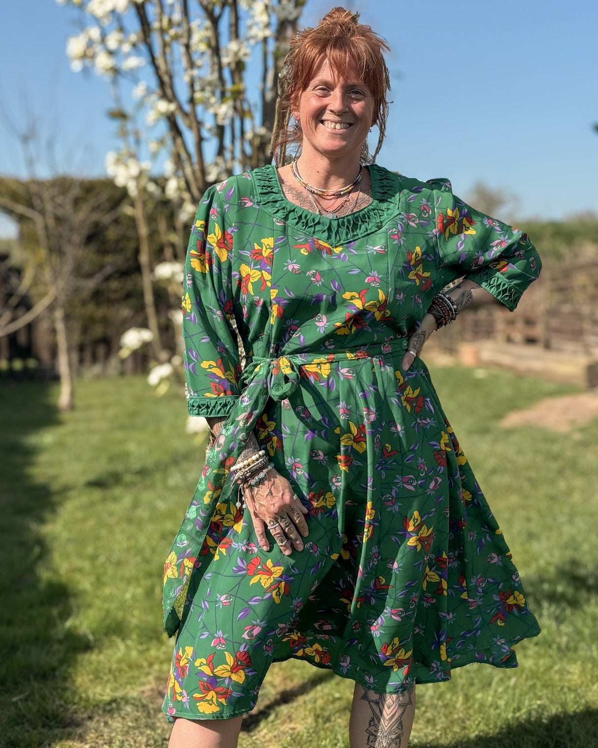 Green Long Sleeved Tunic Dress