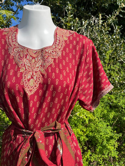 Red Short Sleeved Tunic Dress