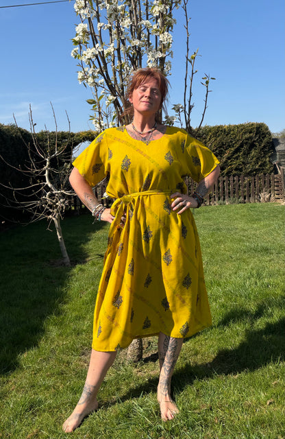 Yellow Short Sleeved Tunic Dress