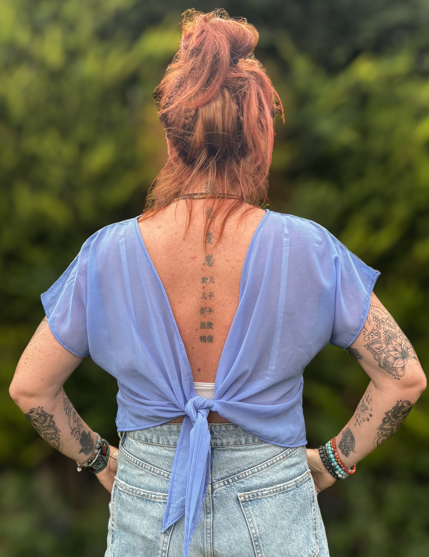 Reverse Top - Handmade from Cornflower Blue Vintage Textiles