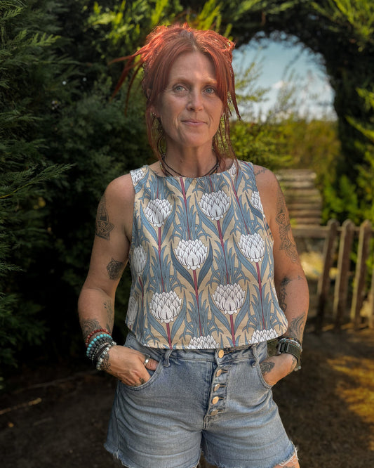 Cream Protea Wrap Back Vest