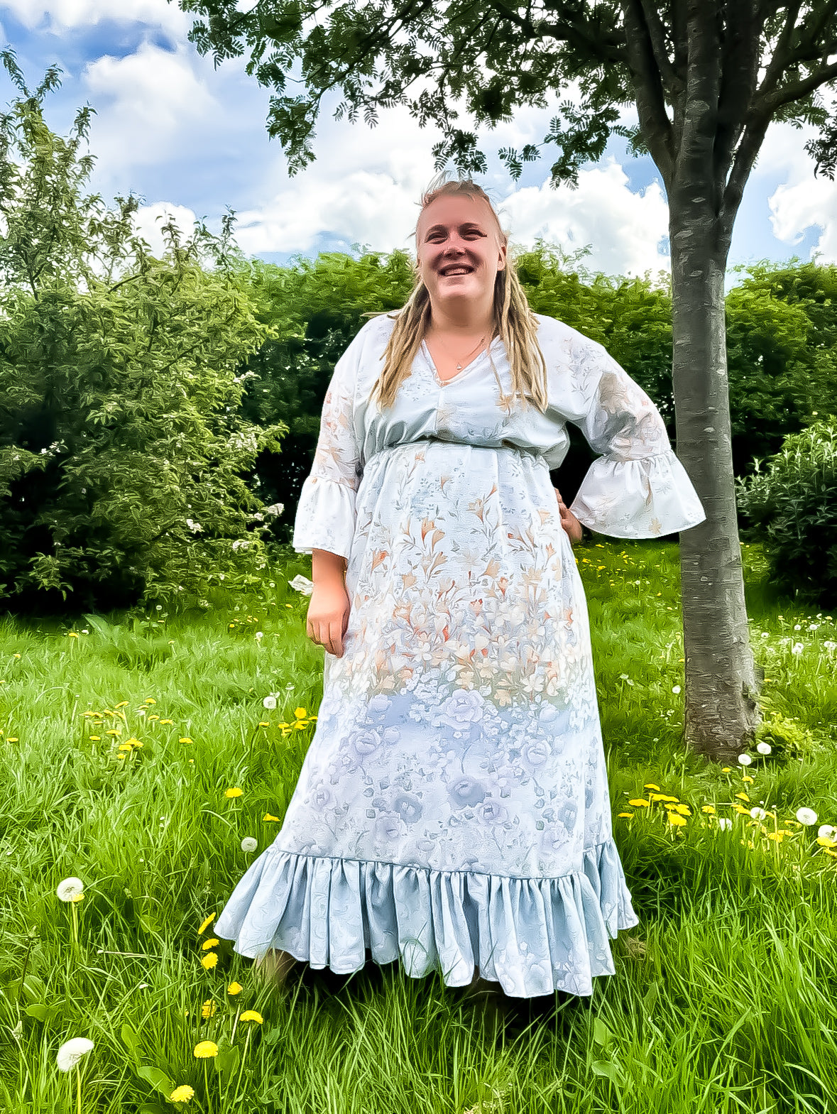 Floral Frilled Maxi Dress