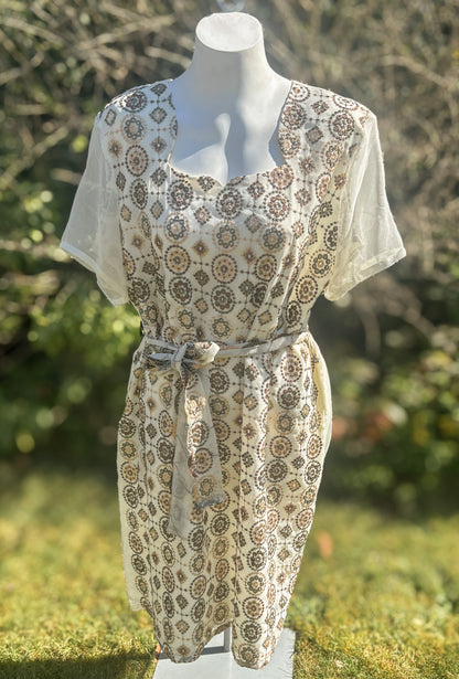 Cream Short Sleeved Tunic Dress