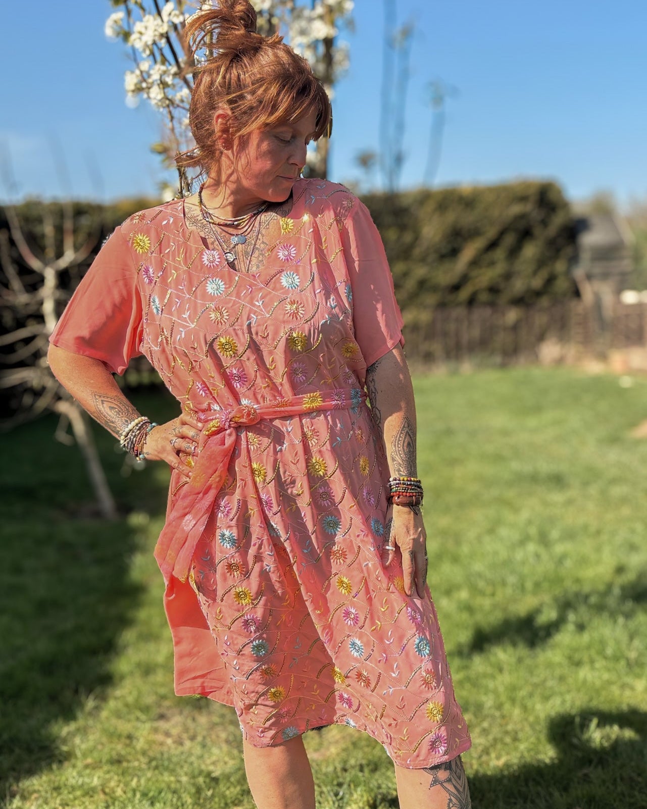 Coral Short Sleeved Tunic Dress