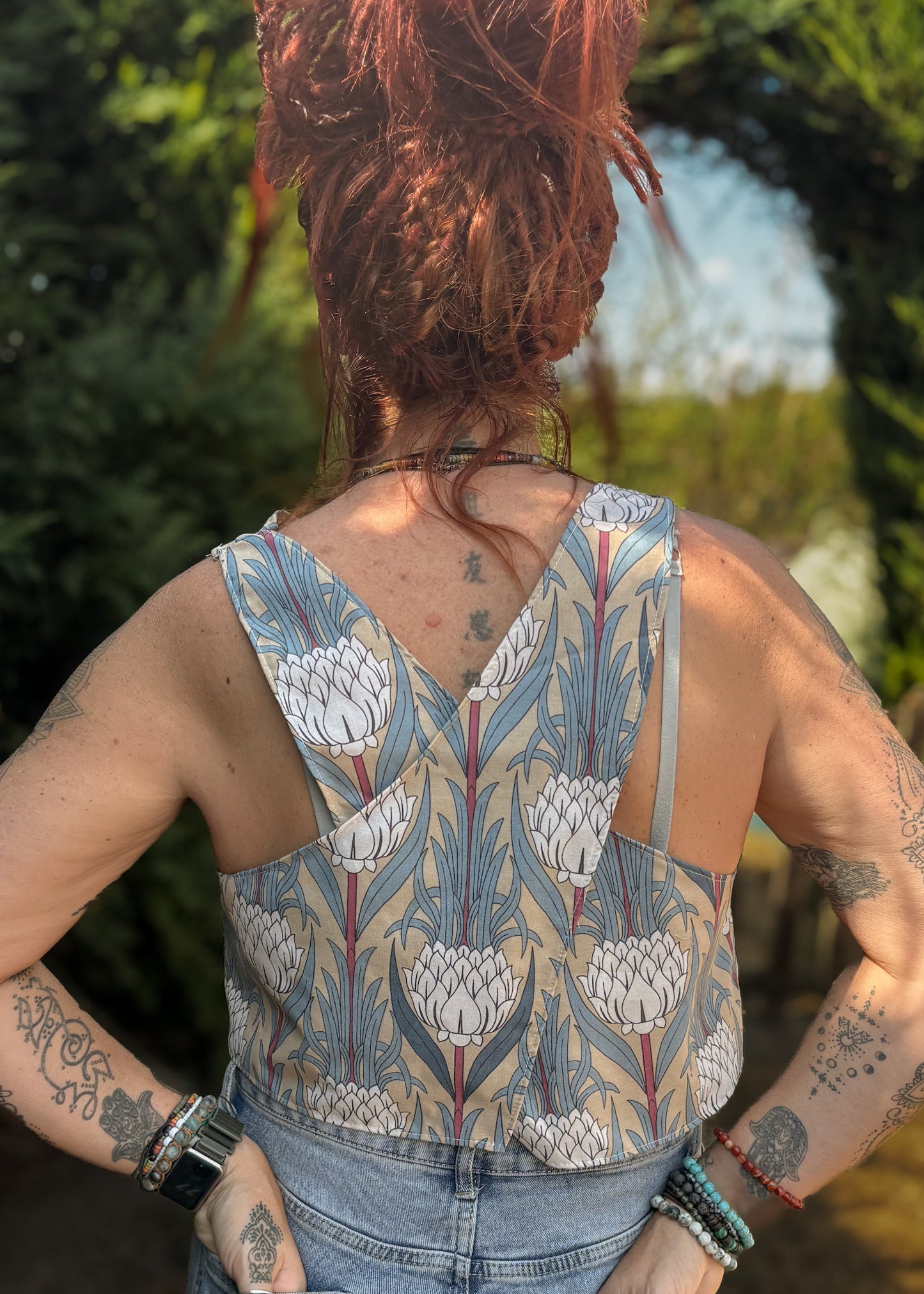 Cream Protea Wrap Back Vest