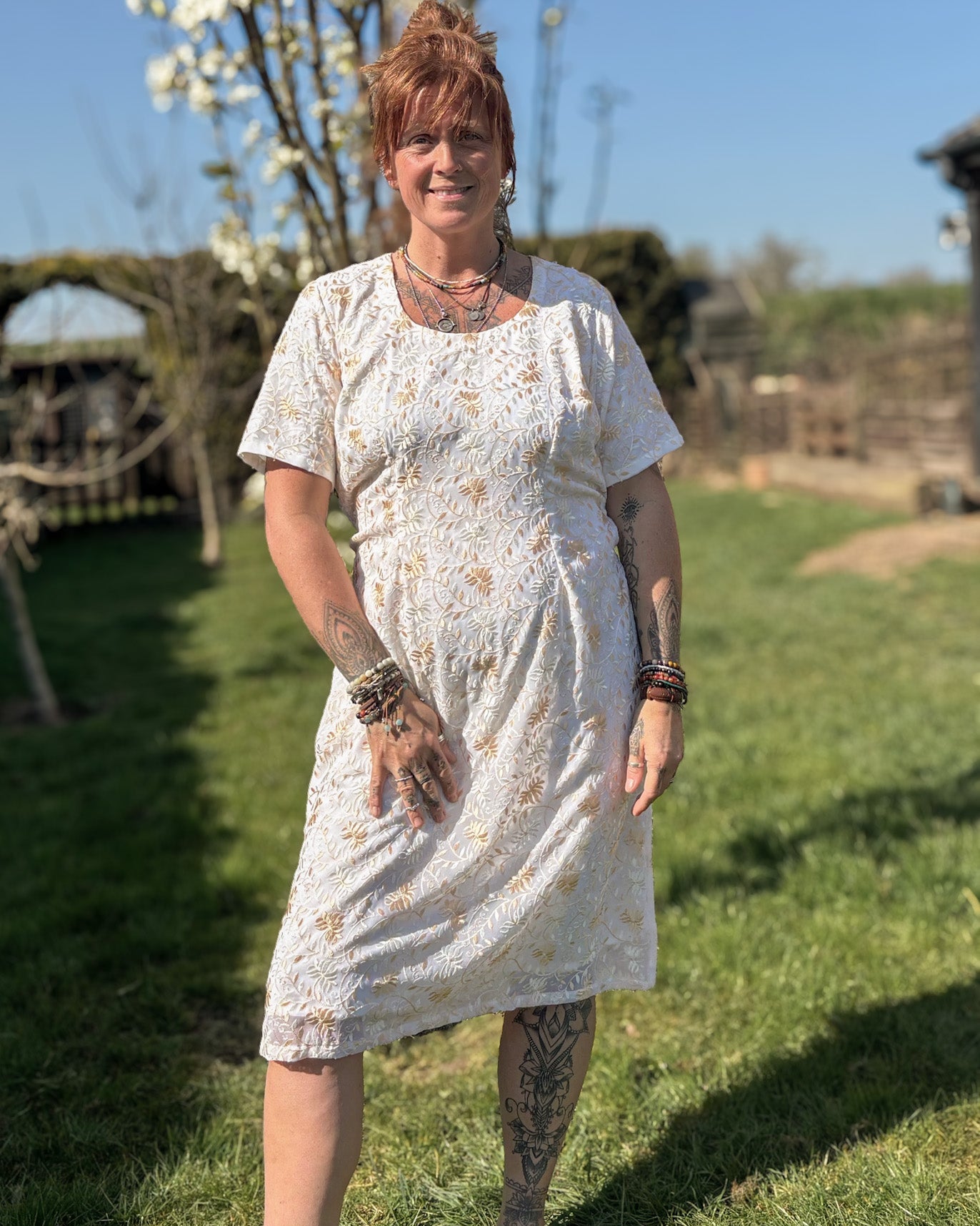White Short Sleeved Tunic Dress