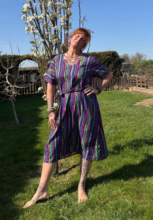 Purple Short Sleeved Tunic Dress