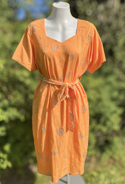 Orange Short Sleeved Tunic Dress