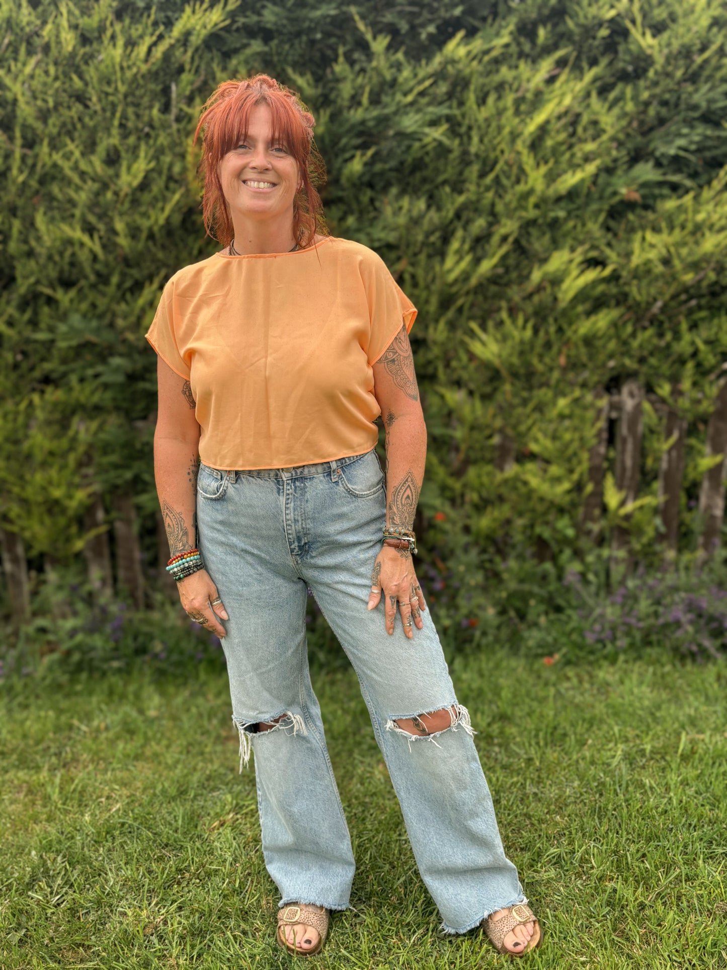 Reverse Top - Handmade from Orange Vintage Textiles