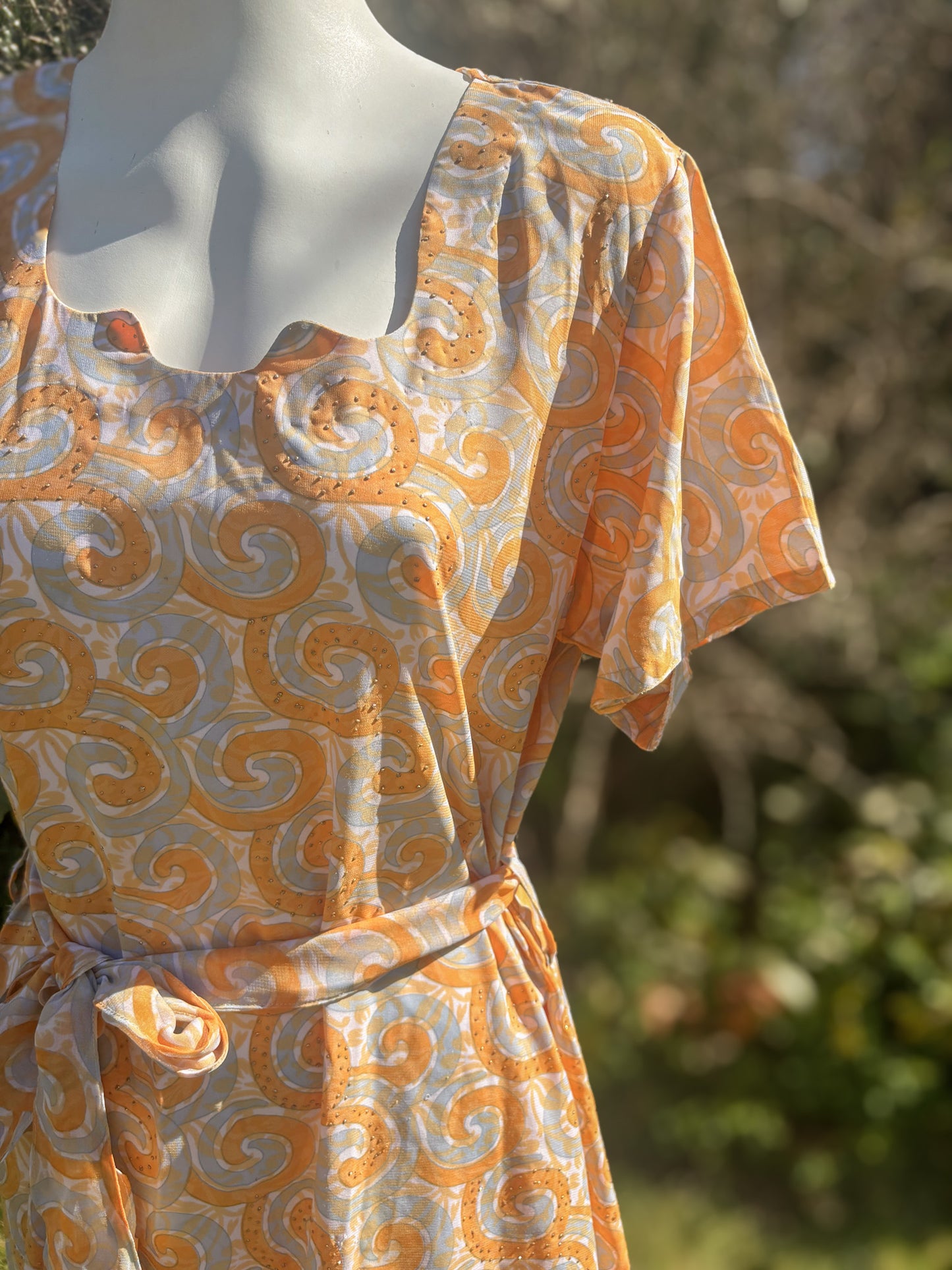 Orange & Grey Short Sleeved Tunic Dress
