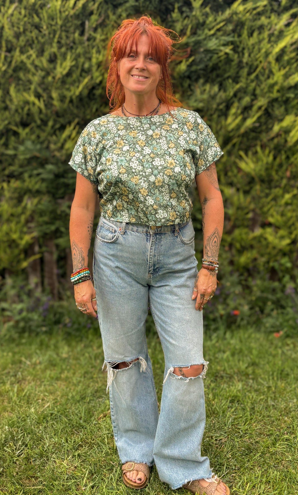 Reverse Top - Handmade from Green Vintage Textiles