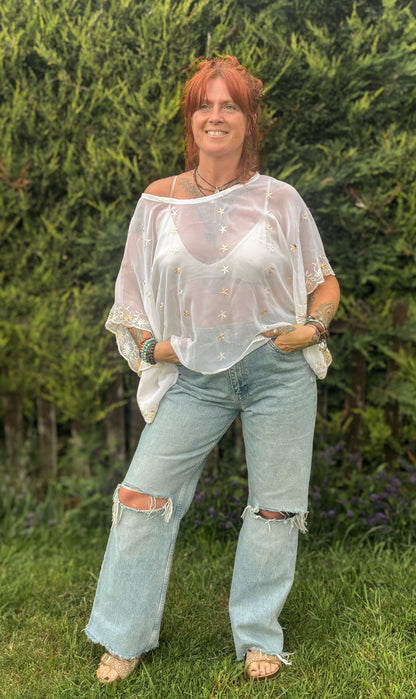 White Box Top – Vintage Scarf Fabric