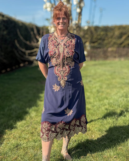 Navy Short Sleeved Tunic Dress