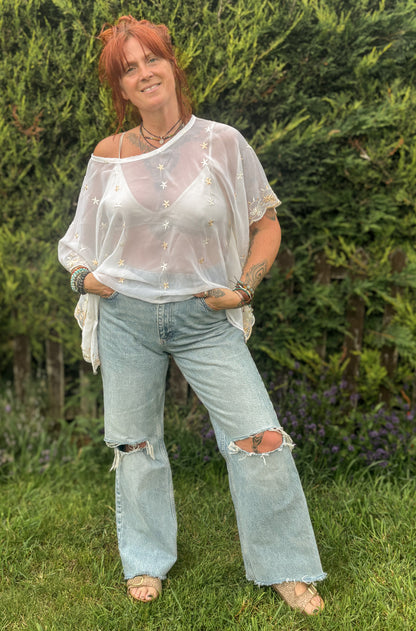 White Box Top – Vintage Scarf Fabric