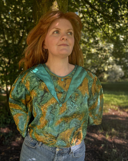 Emerald Paisley Reimagined Vintage Crop Top