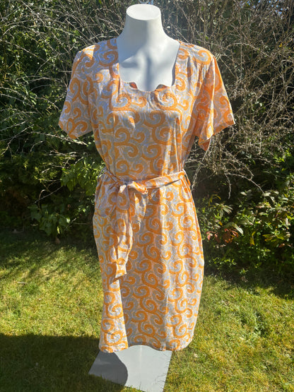 Orange & Grey Short Sleeved Tunic Dress