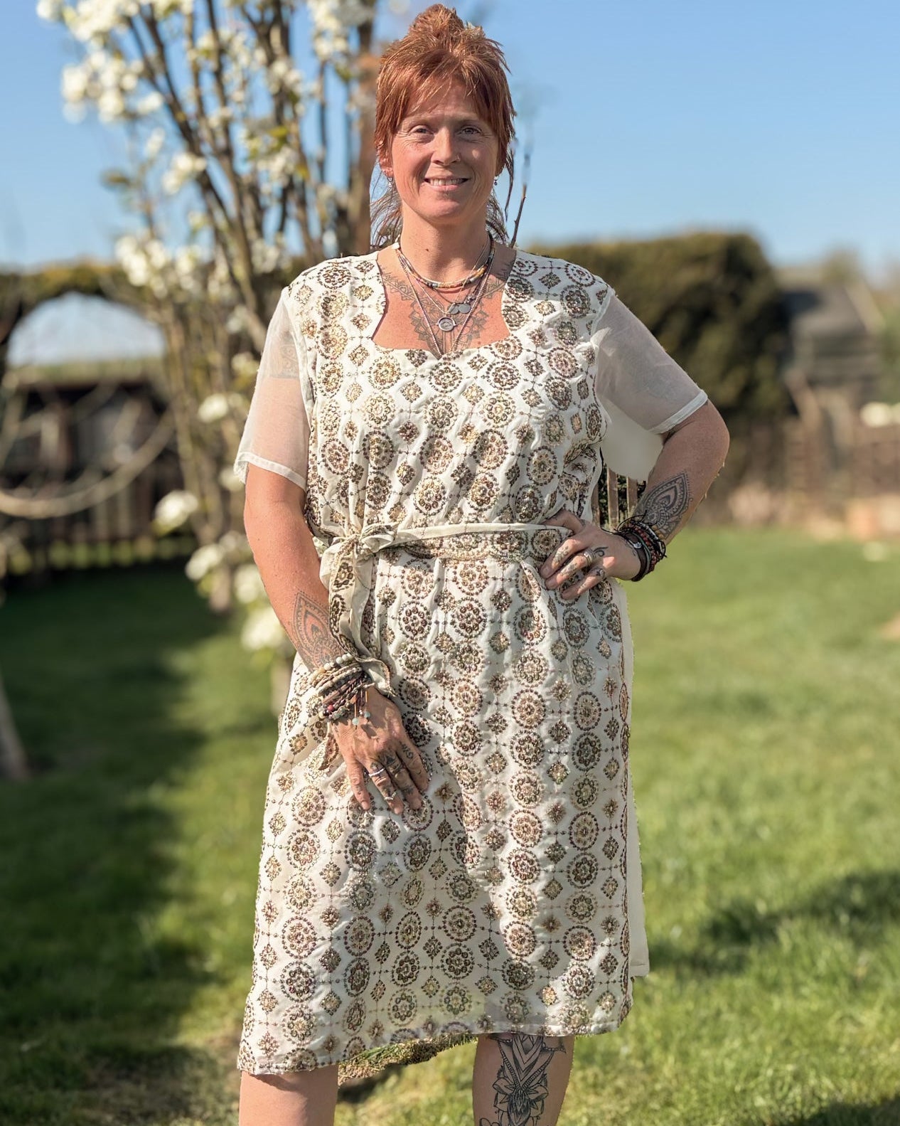 Cream Short Sleeved Tunic Dress