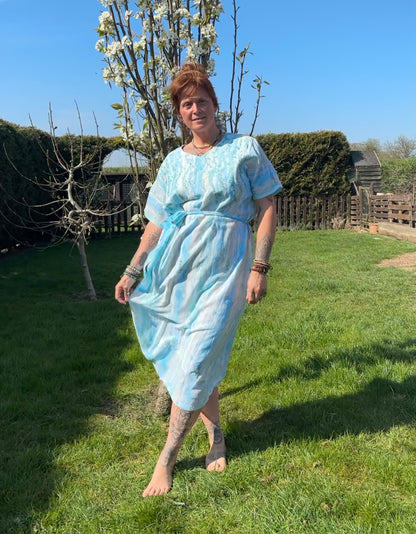 Light Blue Short Sleeved Tunic Dress