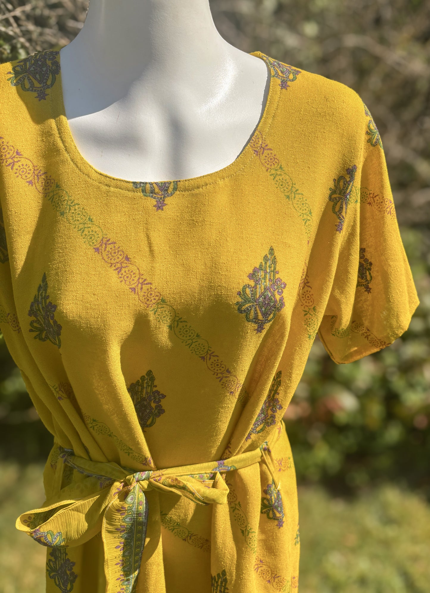 Yellow Short Sleeved Tunic Dress