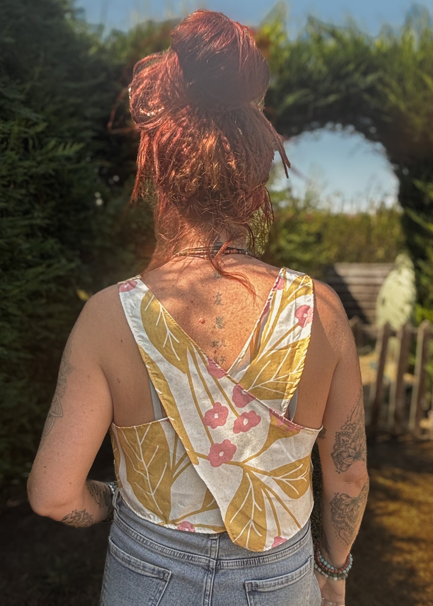 Cream Botanical Wrap Back Vest