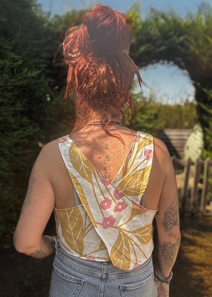 Cream Botanical Wrap Back Vest