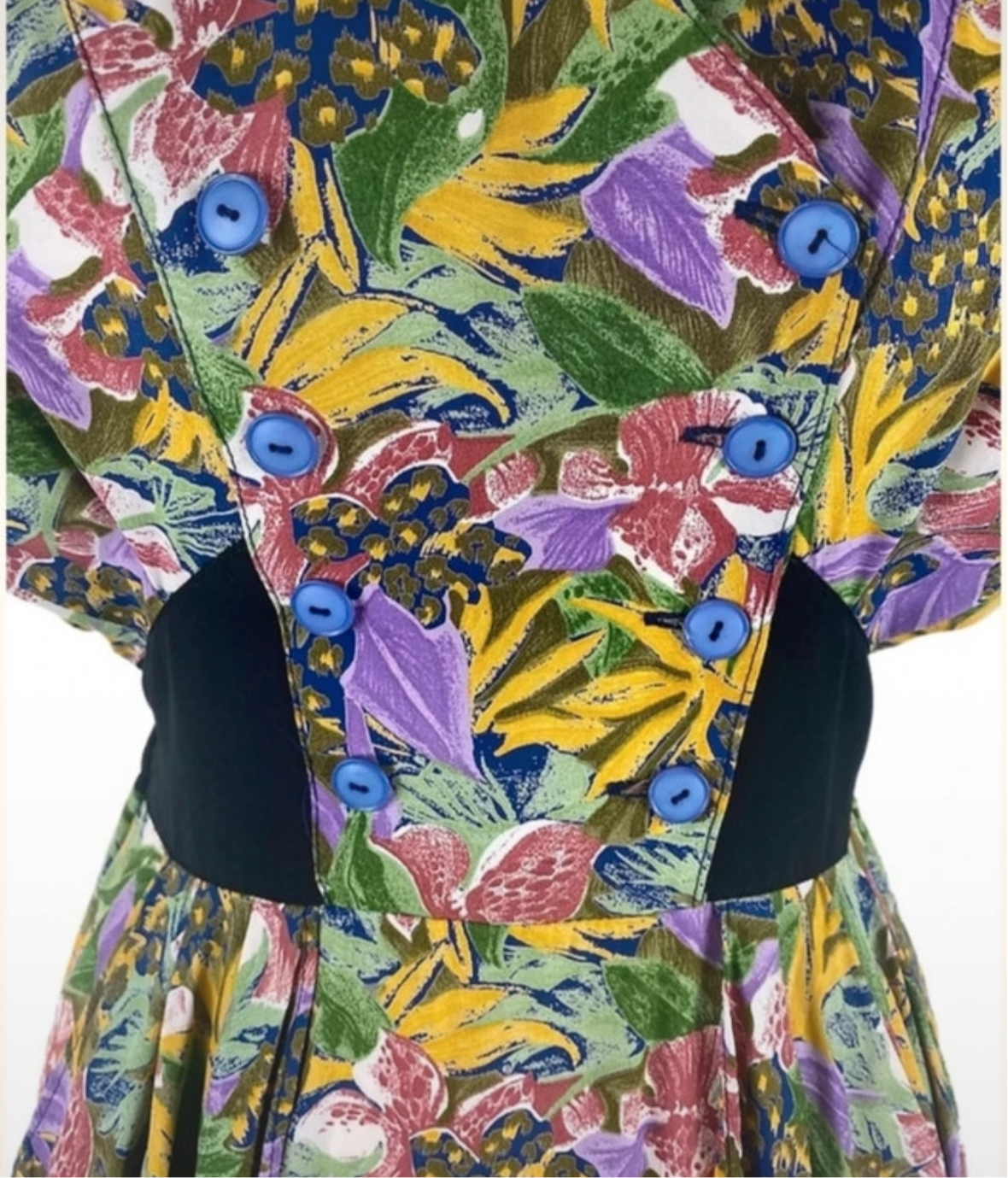 80s tropical print dress