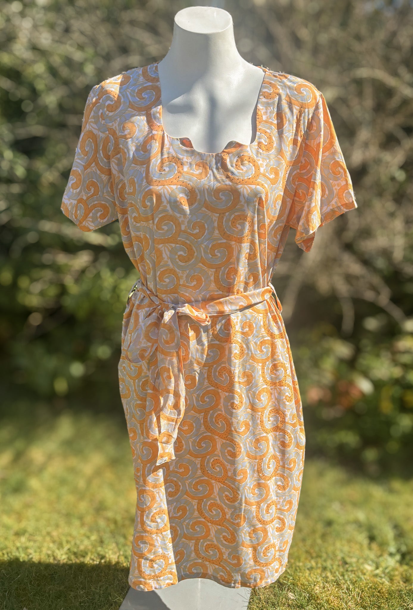 Orange & Grey Short Sleeved Tunic Dress