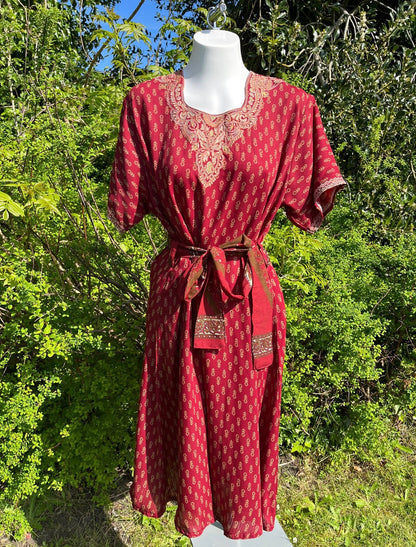 Red Short Sleeved Tunic Dress
