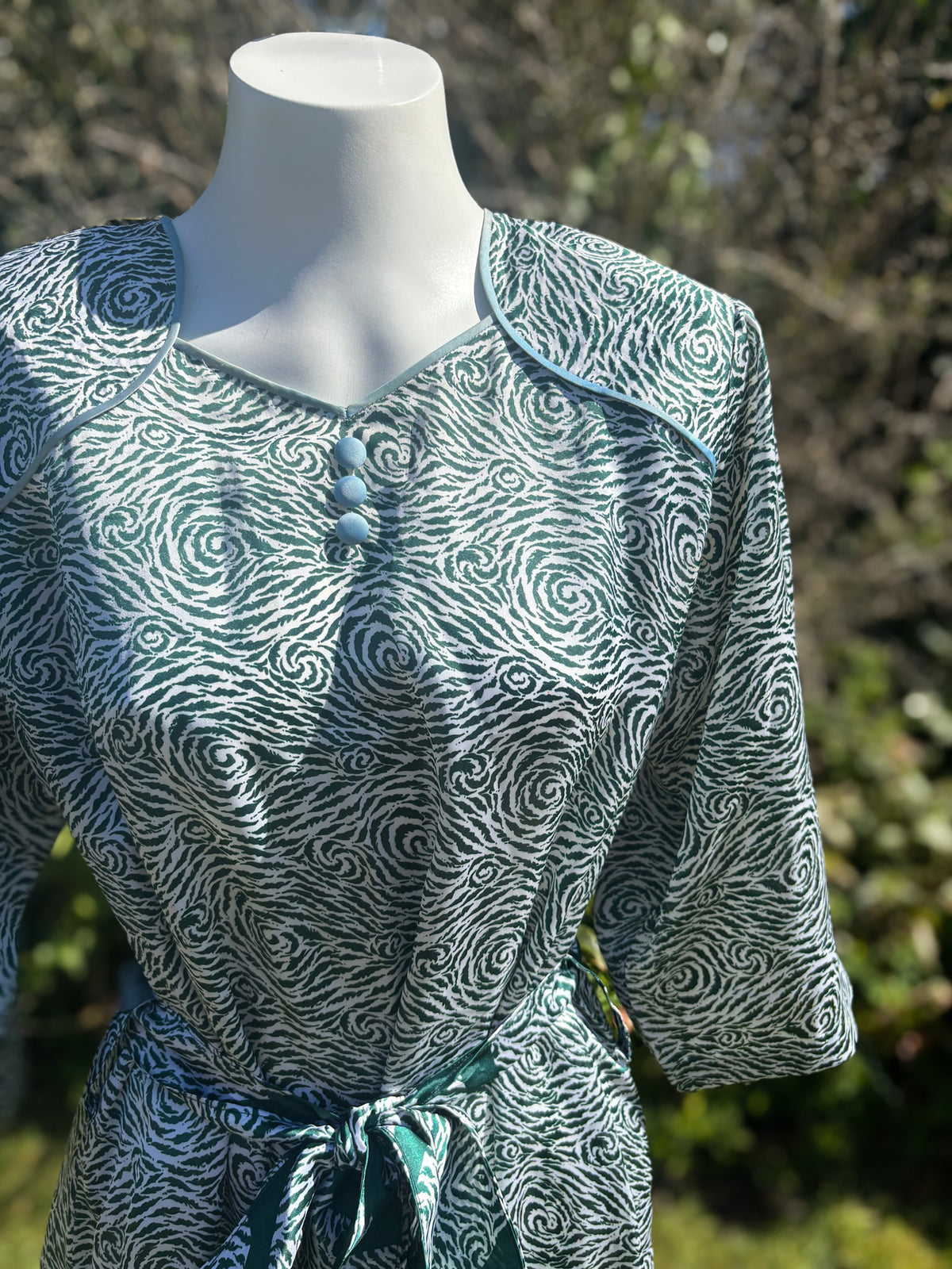 Green Animal Print Long Sleeved Tunic Dress