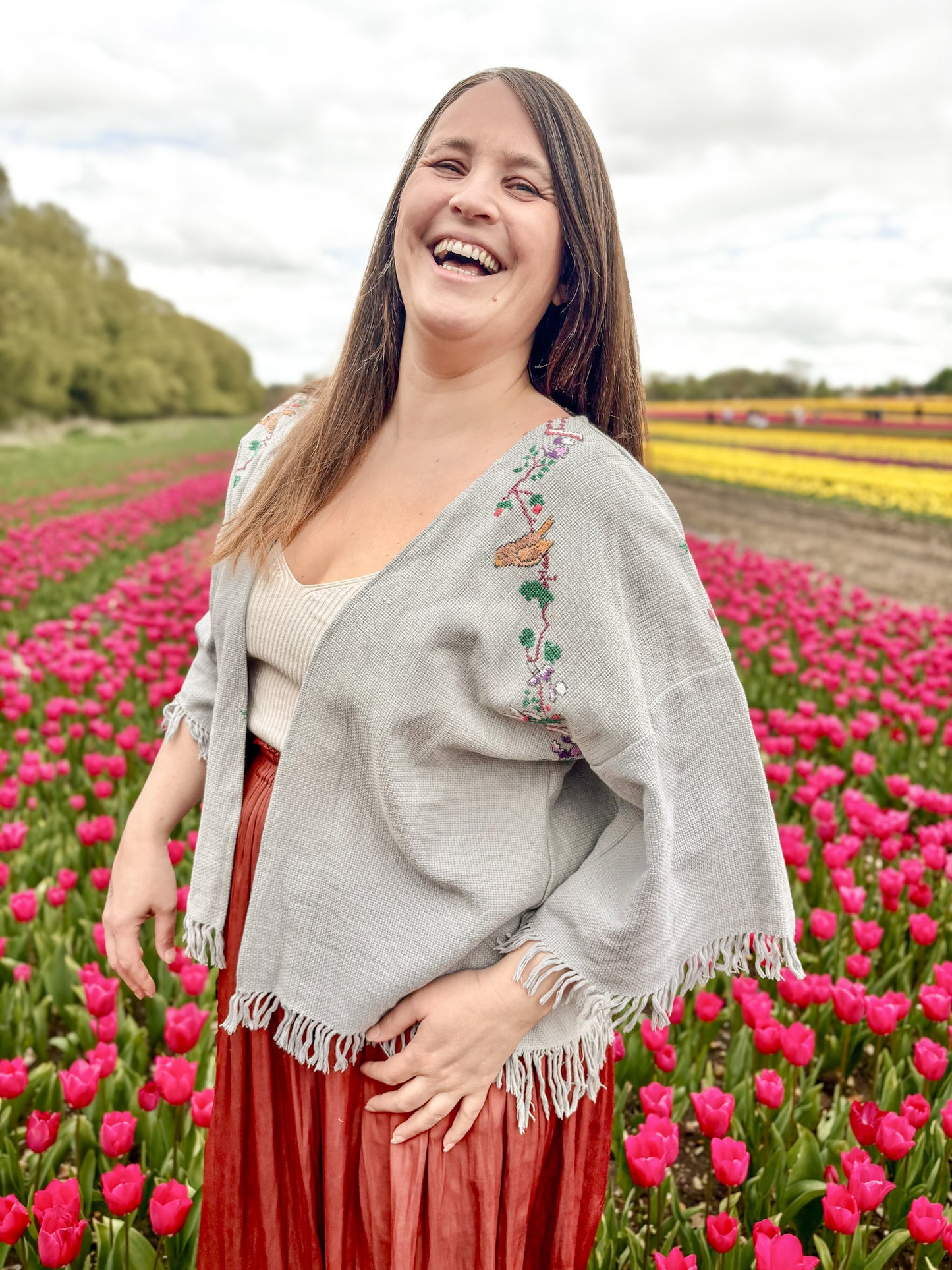Grey Kimono Handmade from Vintage Blanket