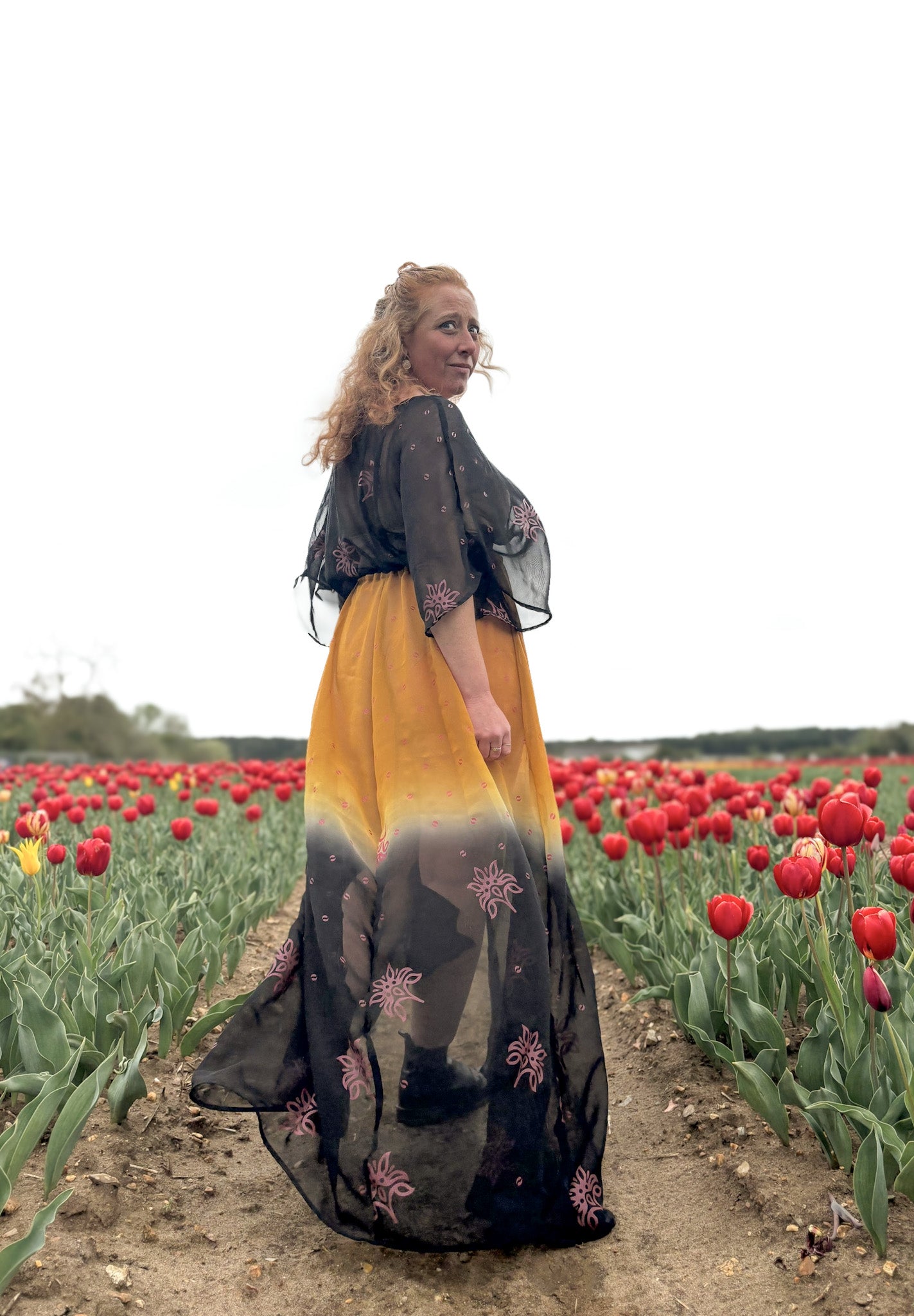 Black & Gold Goddess Dress - Handmade from Vintage Fabric
