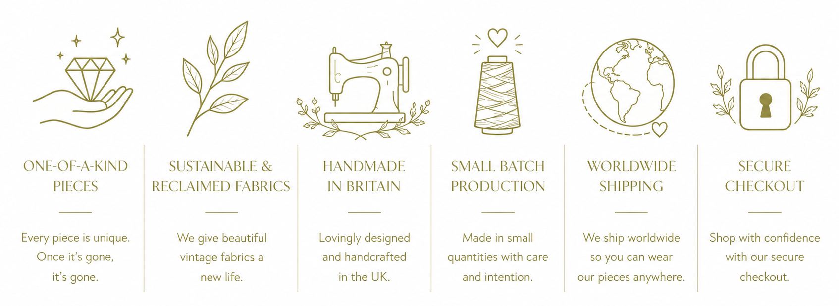 Promotional graphic with icons and text about ethical and sustainable fashion practices.